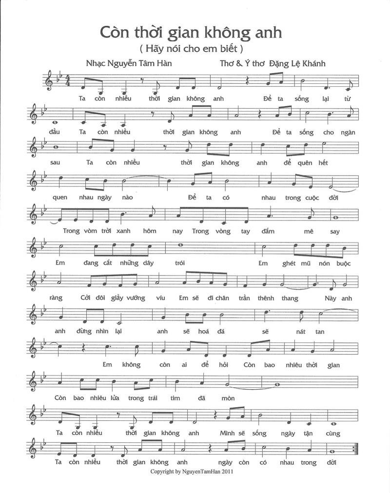 Sheet nhạc Còn Thời Gian Không Anh